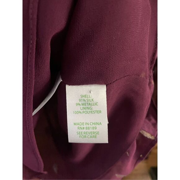 Shea silk metallic tunic top Lilly Pulitzer Cabernet Berry Diamond - Picture 5 of 5